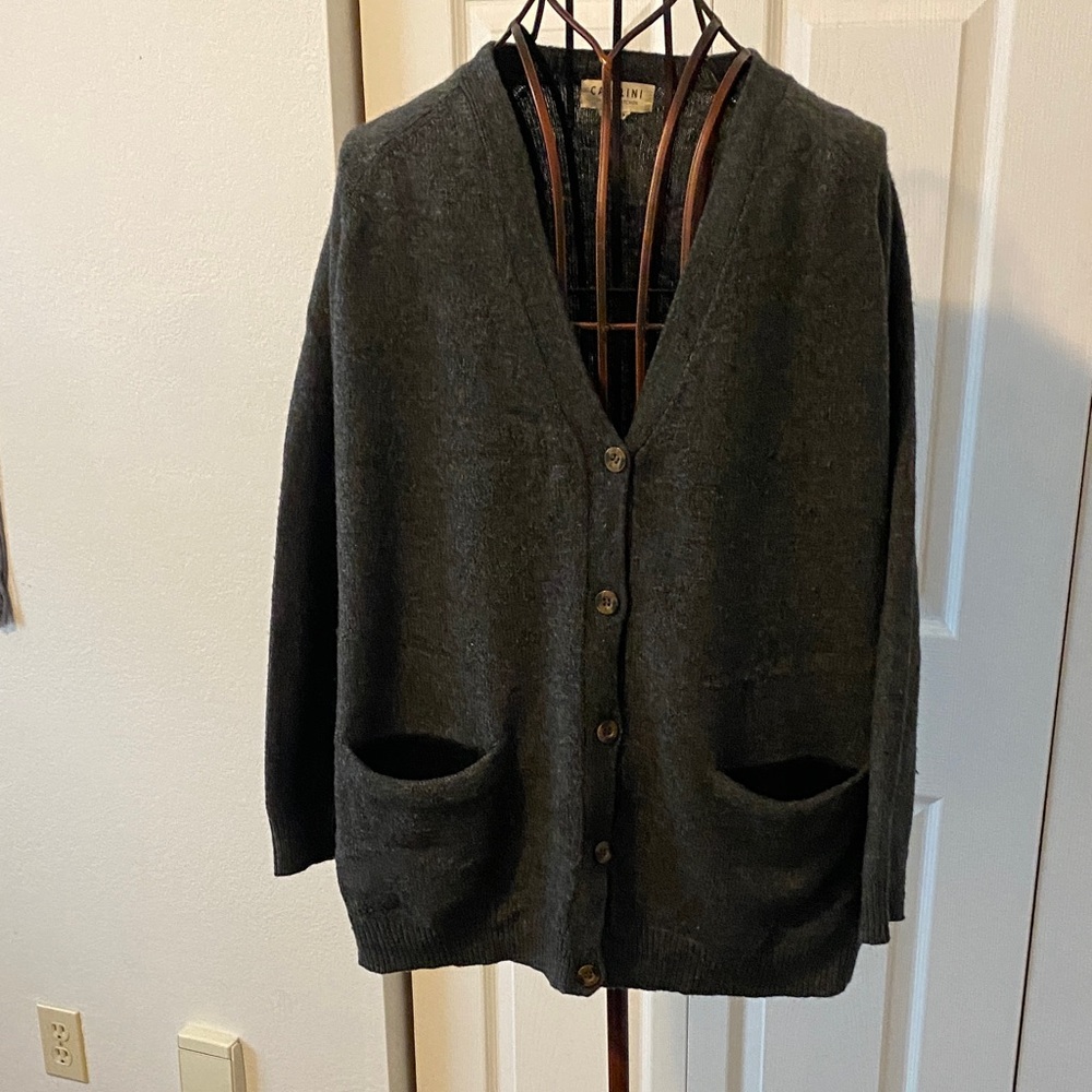 Dark Gray Button-Up Cardigan
